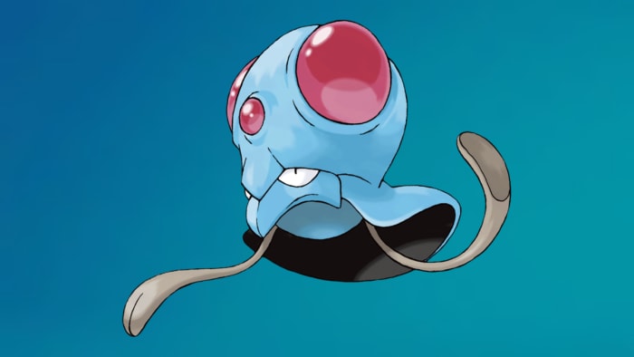 Pokémon Tentacool on Water background.